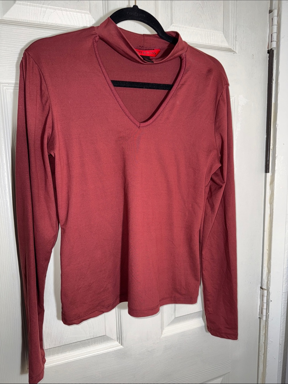 Hot Kiss Rose-Mauve Long Sleeve V-Neck Top